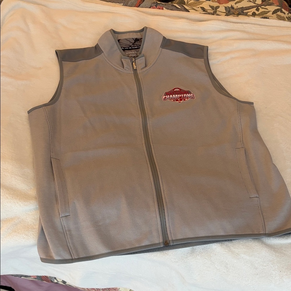 Tommy Bahama Ohio State National Champion Gray Zip-Up Vest